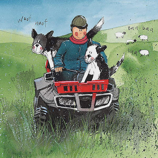 Square Blank Card One Man & Dogs