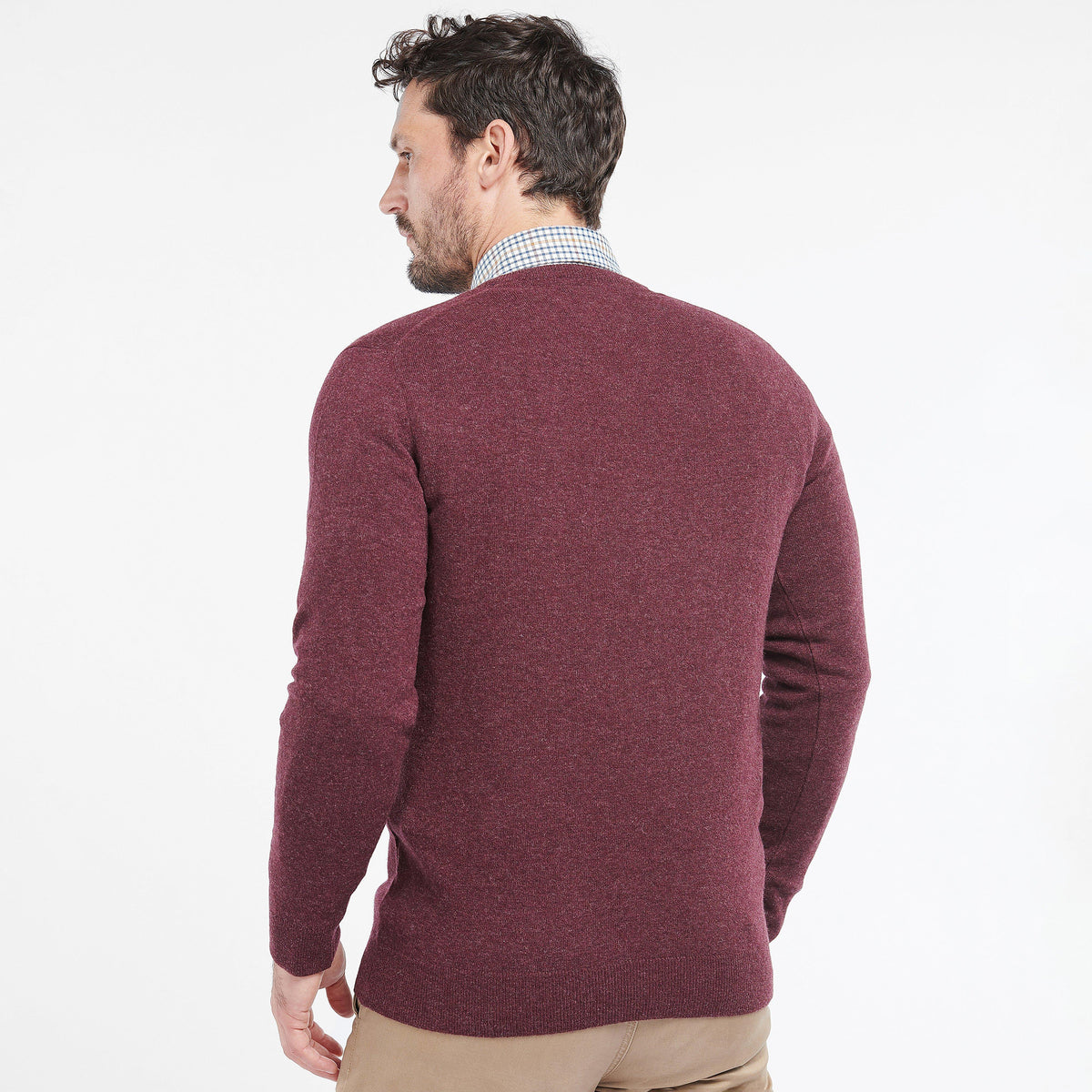 Mens Essential Lambswool V Neck Sweater Merlot