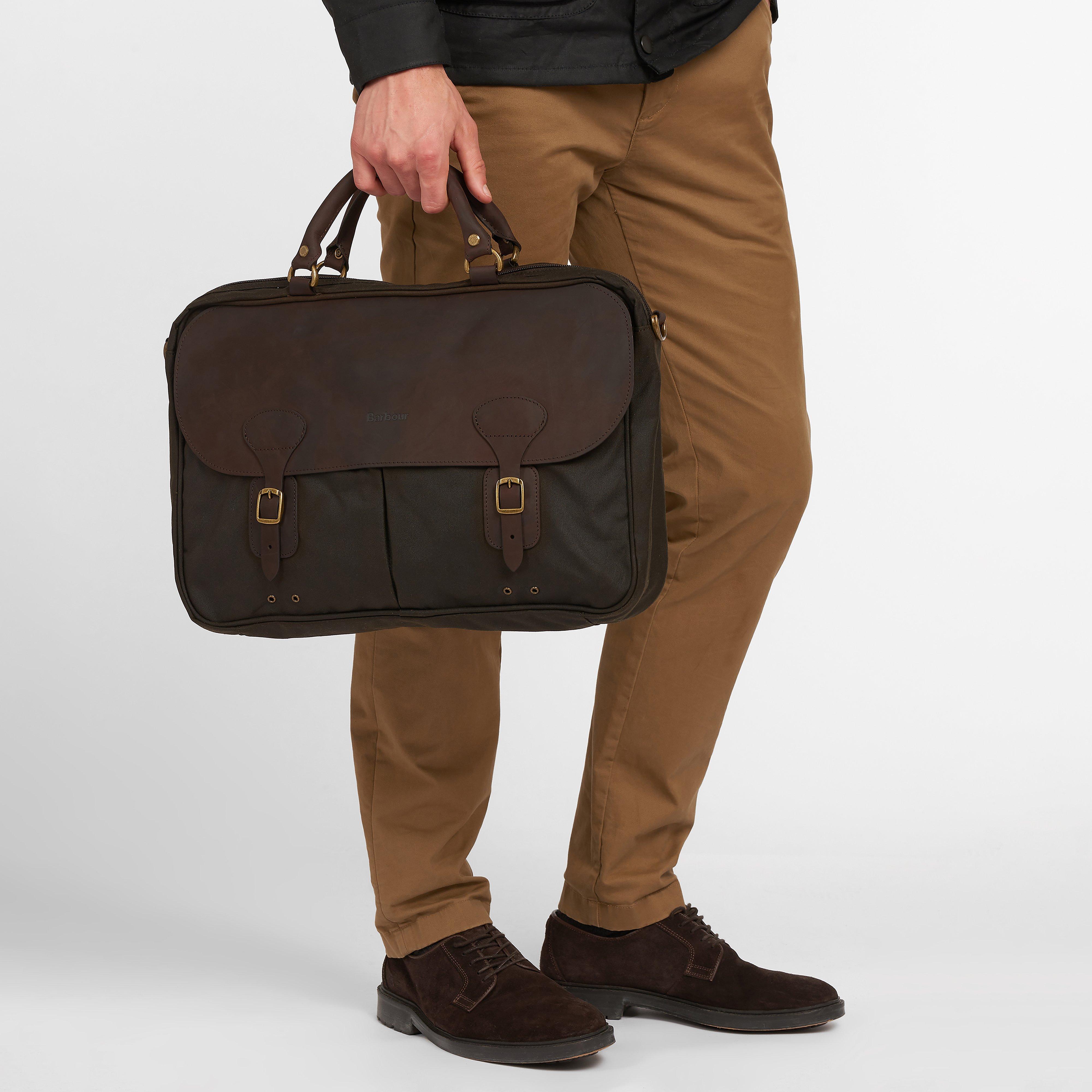 Wax Leather Briefcase Olive