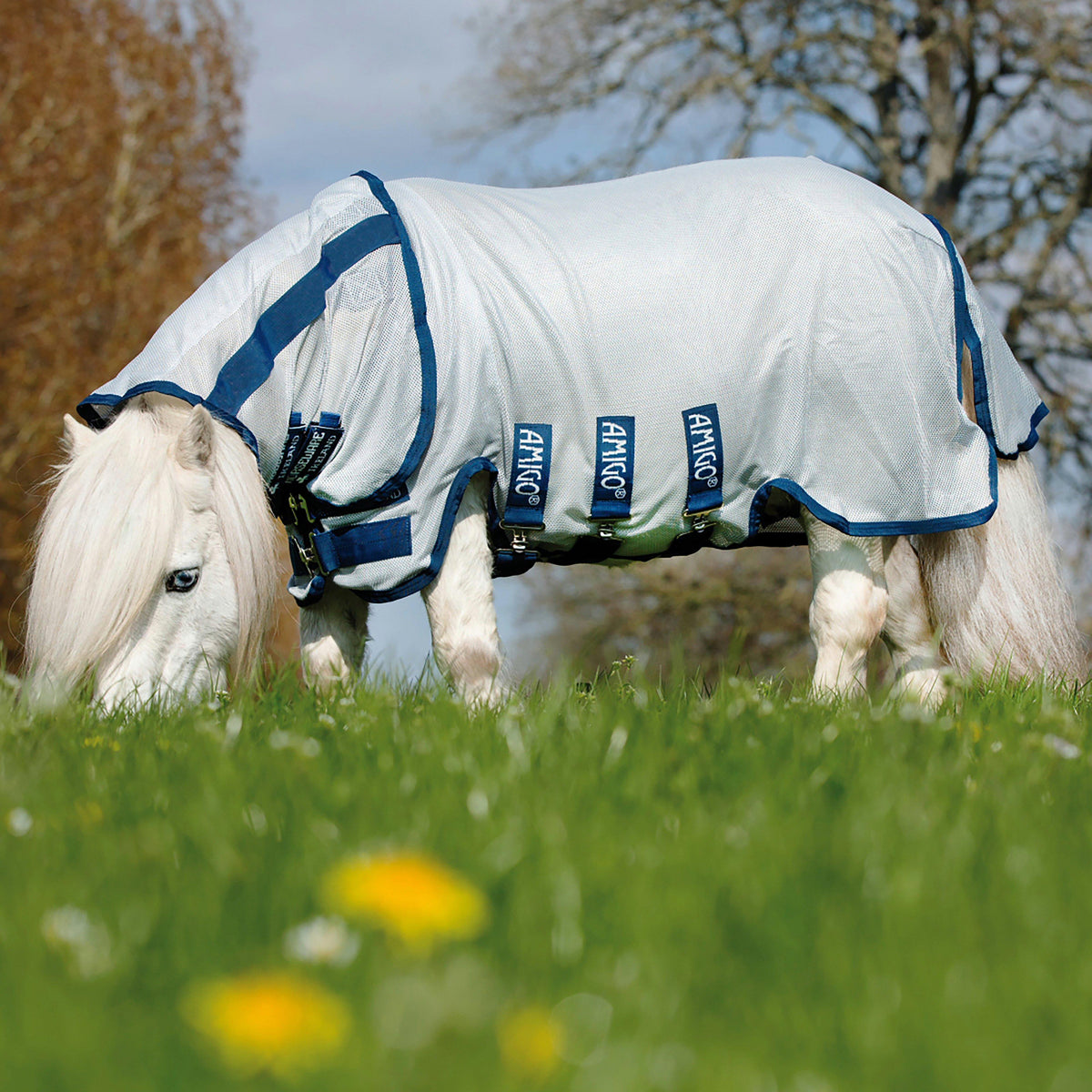 Amigo® Petite Bug Rug Fly Rug Silver/Navy