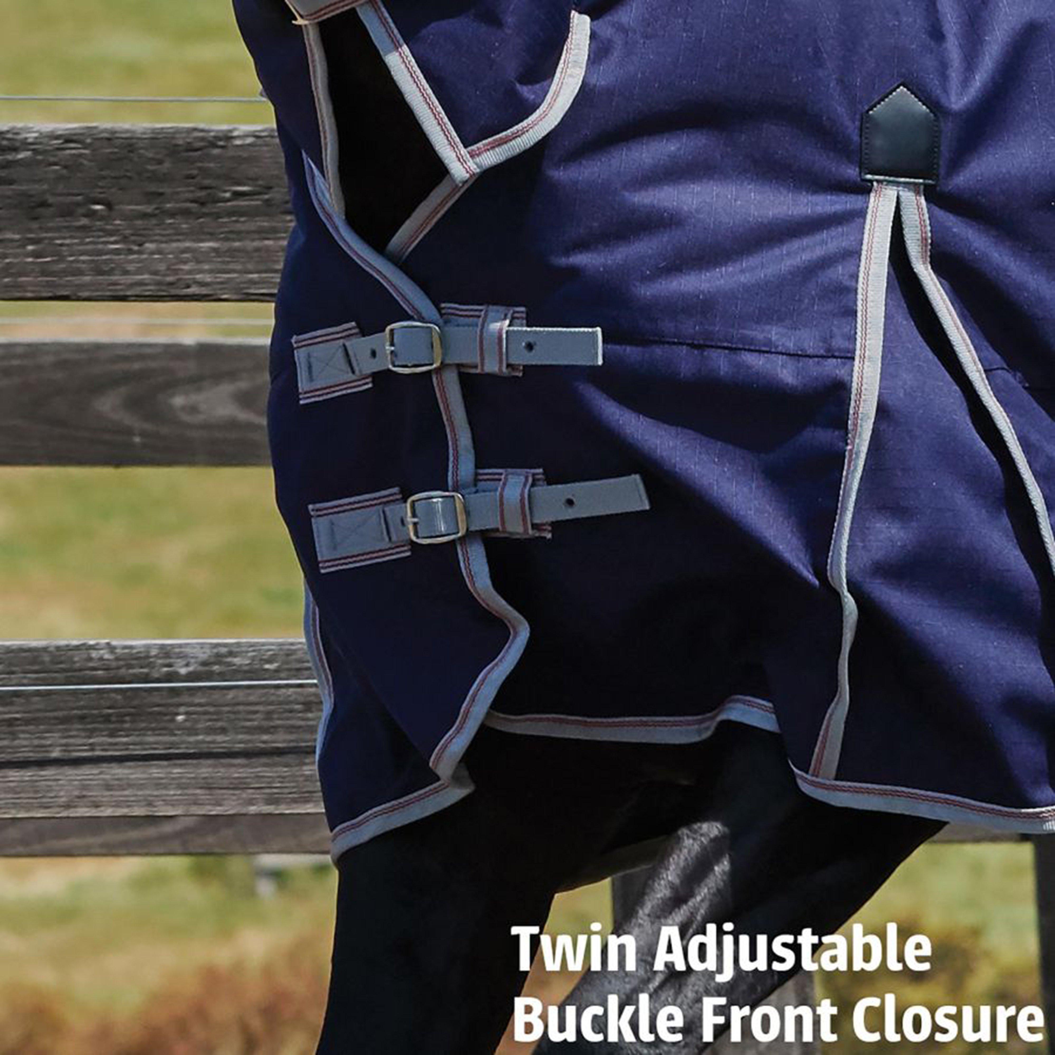 ComFiTec Essential 220g Medium Weight Standard Neck Turnout Rug Navy/Silver