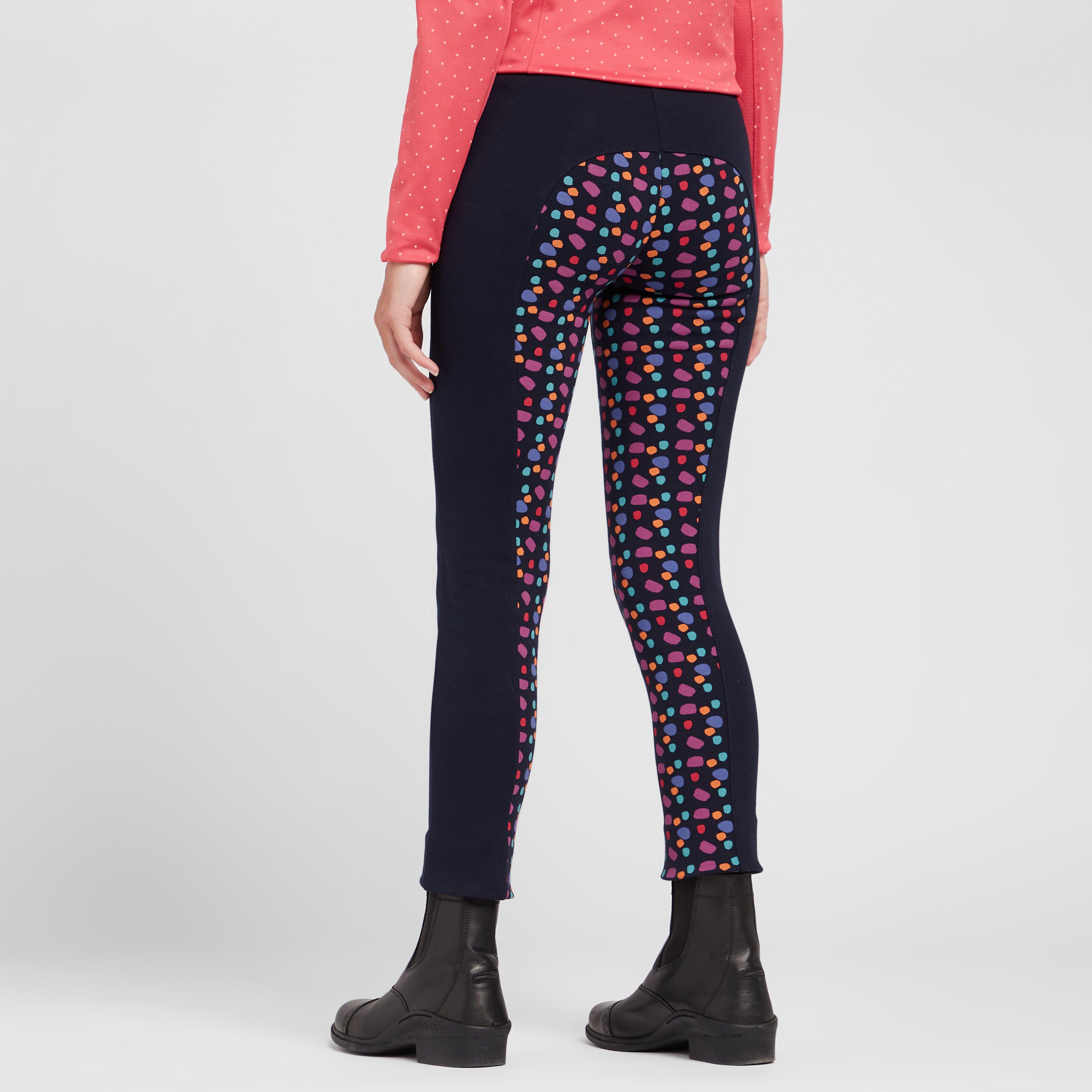 Childs Warm Up Cotton Euro Seat Jodhpurs II Navy/Navy Spot Print