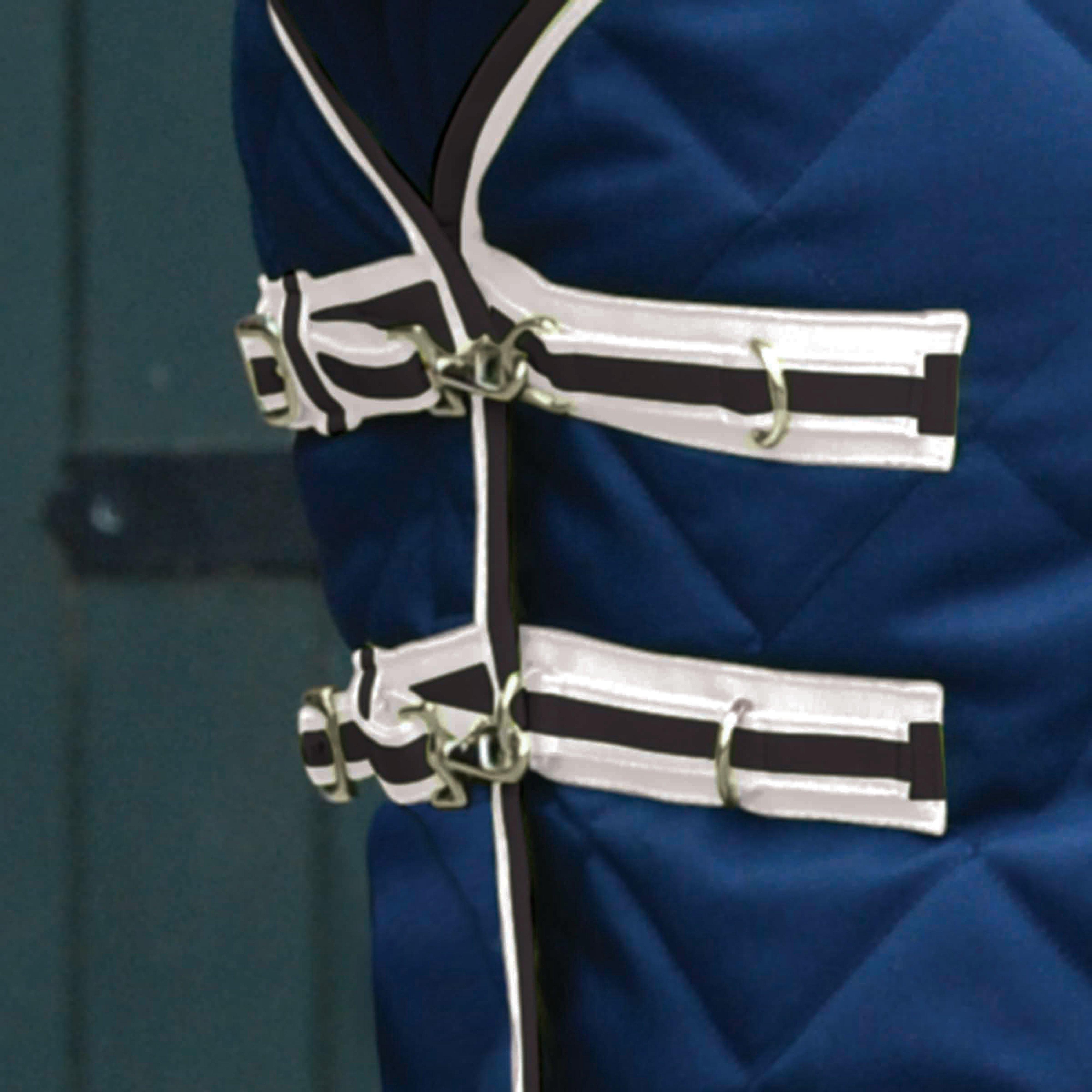 ComFiTec 1000D Diamond Quilt 220g Mediumweight Detach-A-Neck Stable Rug Blue/Charcoal/White