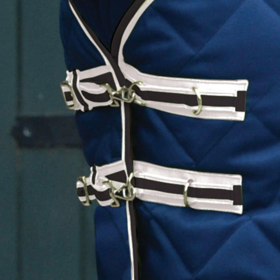 ComFiTec 1000D Diamond Quilt 220g Mediumweight Detach-A-Neck Stable Rug Blue/Charcoal/White