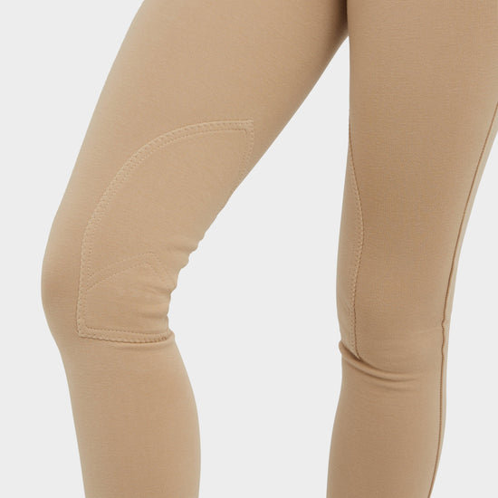 WomensSupa-Fit Zip Up Knee Patch Jodhpurs Beige