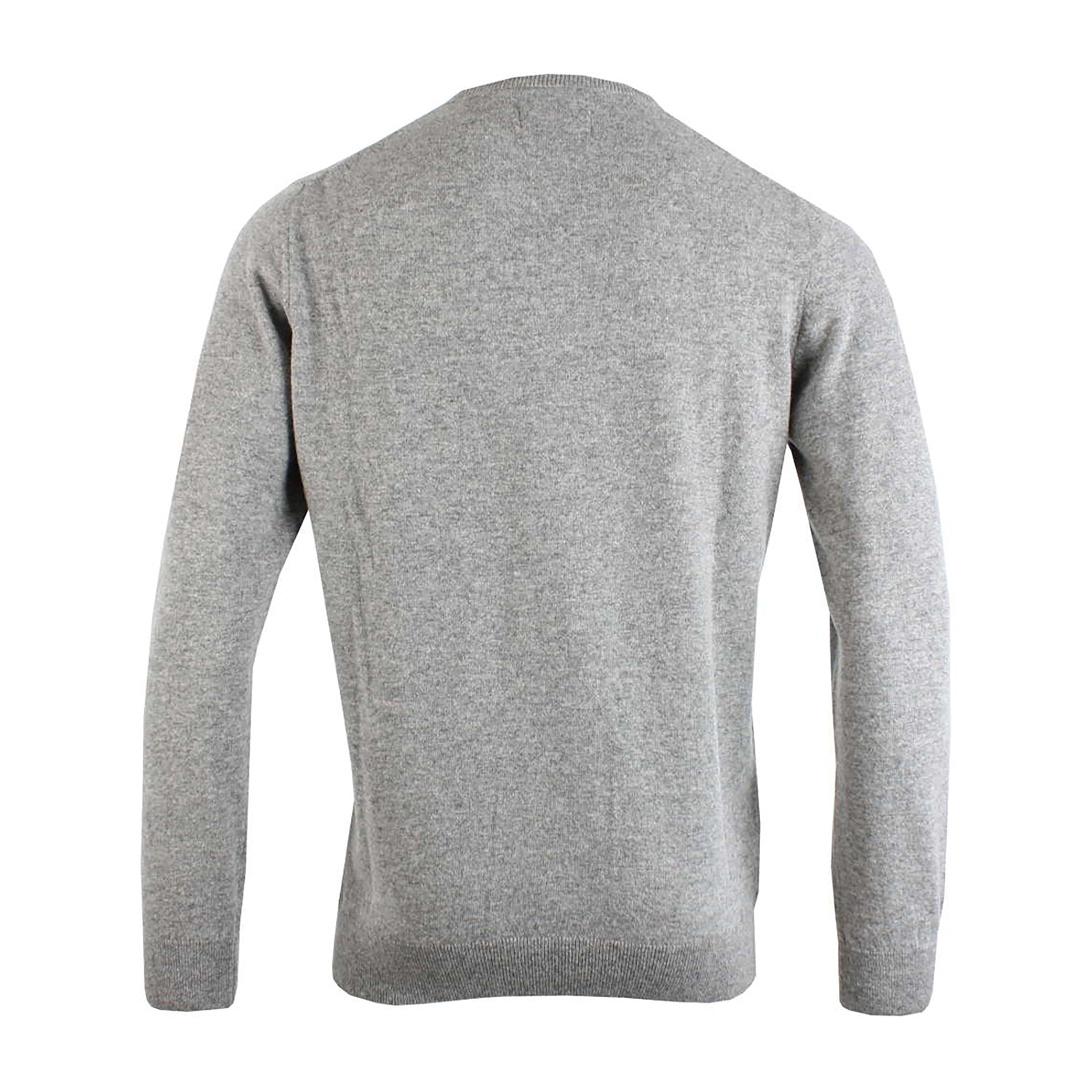 Mens Essential Lambswool Crew Neck Sweater Grey Marl