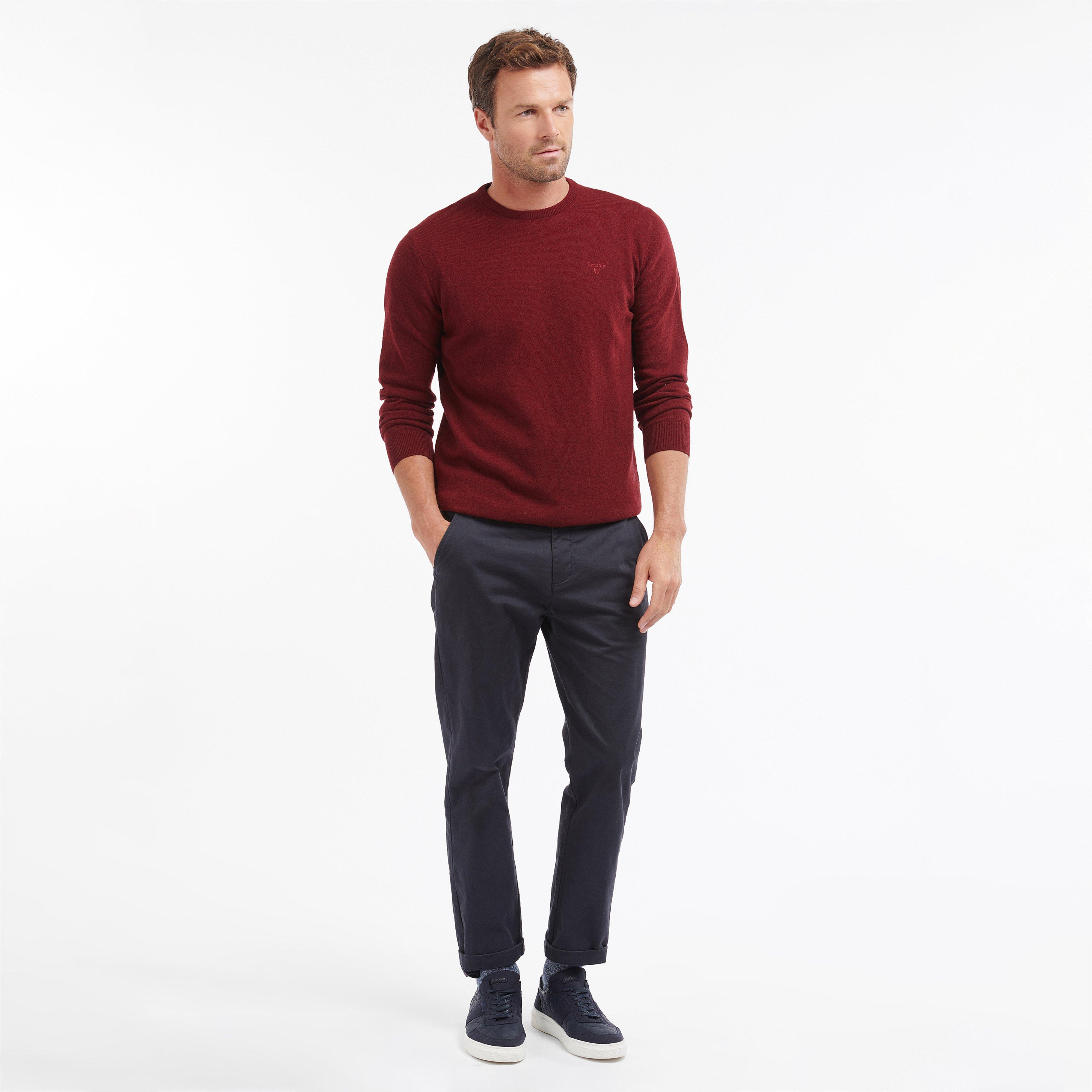 Mens Essential Lambswool Crew Neck Sweatshirt Ruby