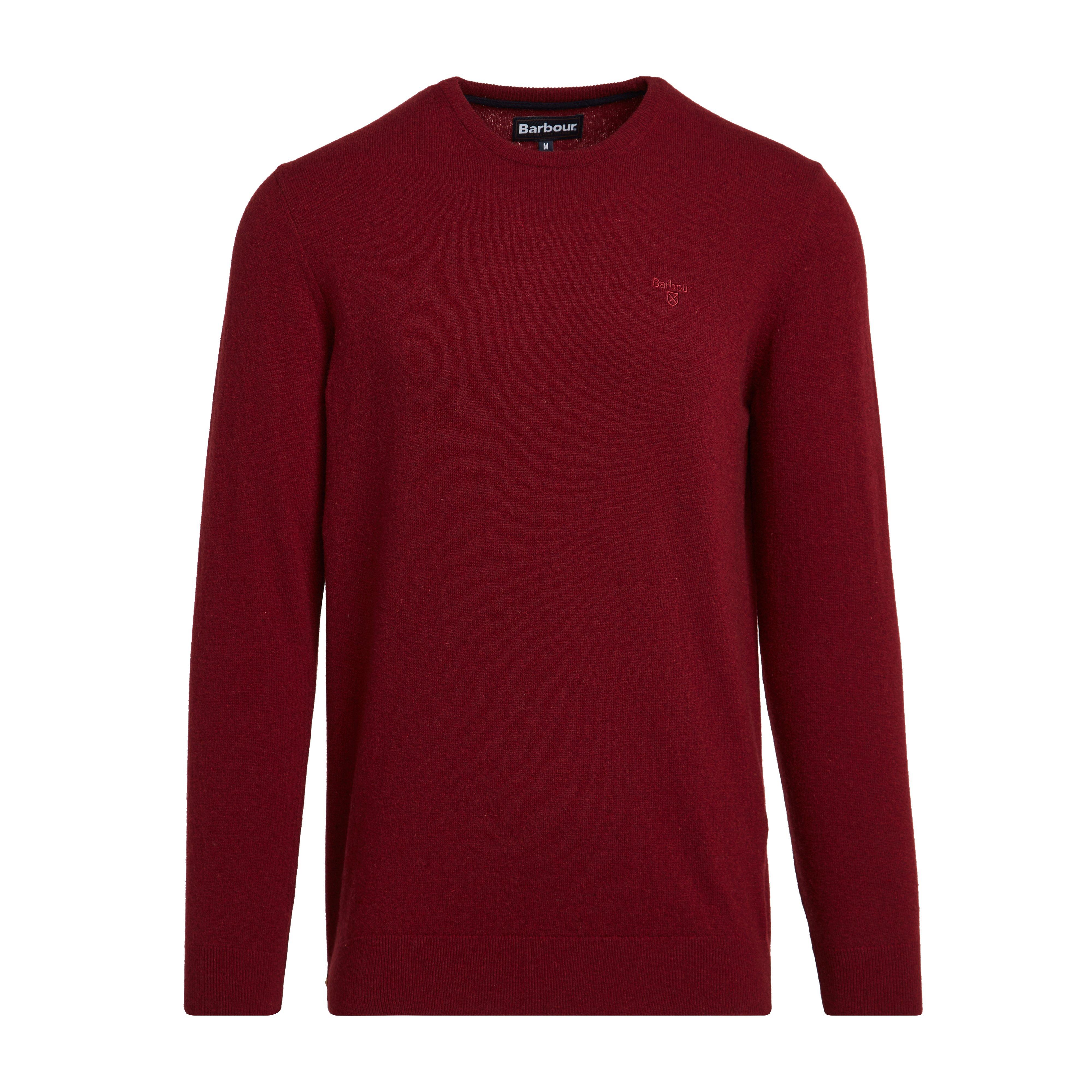 Mens Essential Lambswool Crew Neck Sweatshirt Ruby