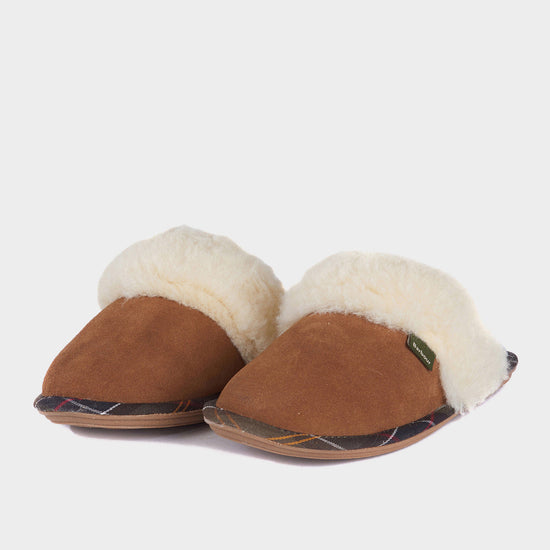 Womens Lydia Mule Slippers Camel Suede