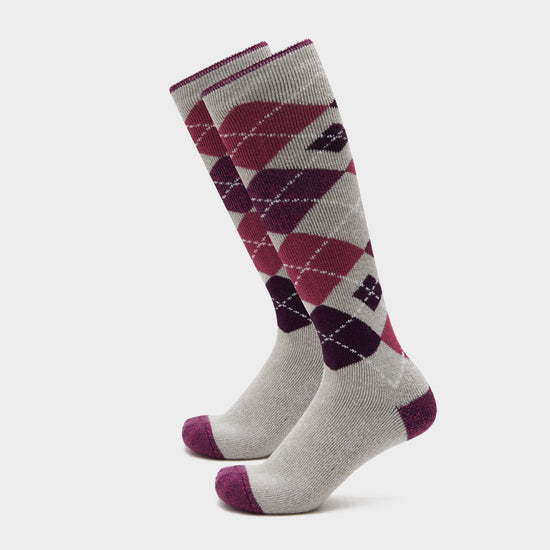 Womens Lite Long Socks Grey/Pink