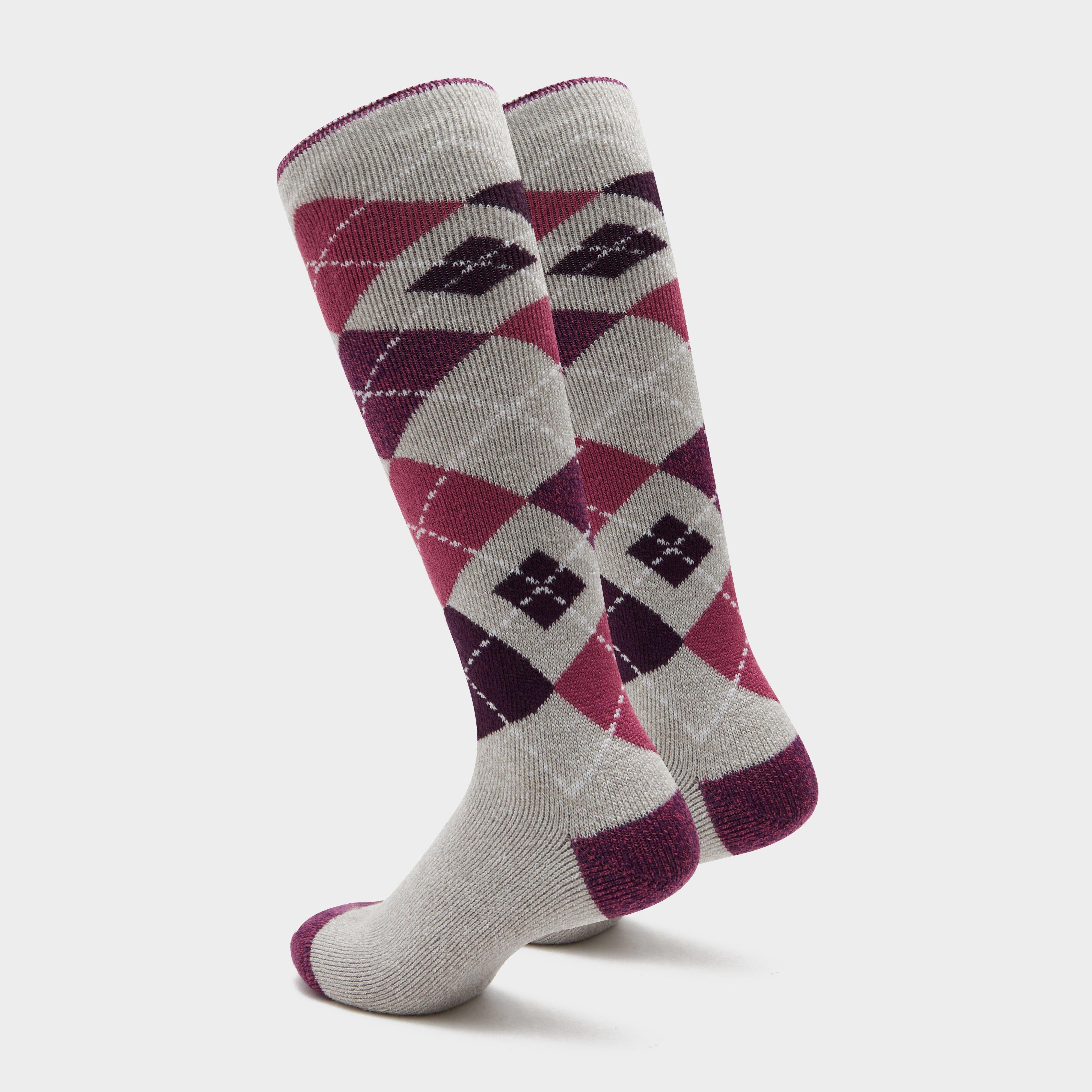Womens Lite Long Socks Grey/Pink