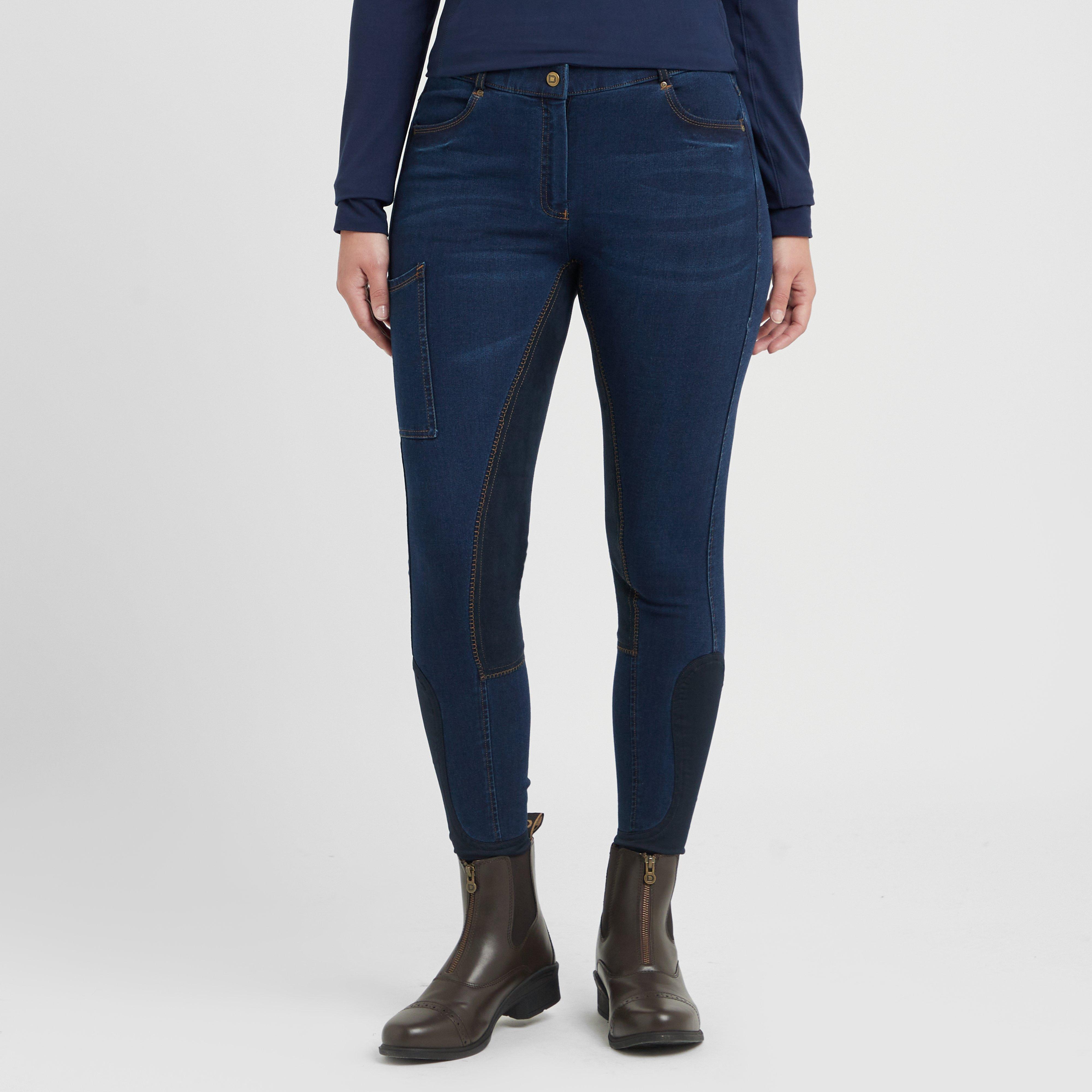 Womens Supa-Fit Zip Up Knee Patch Jodhpurs Navy