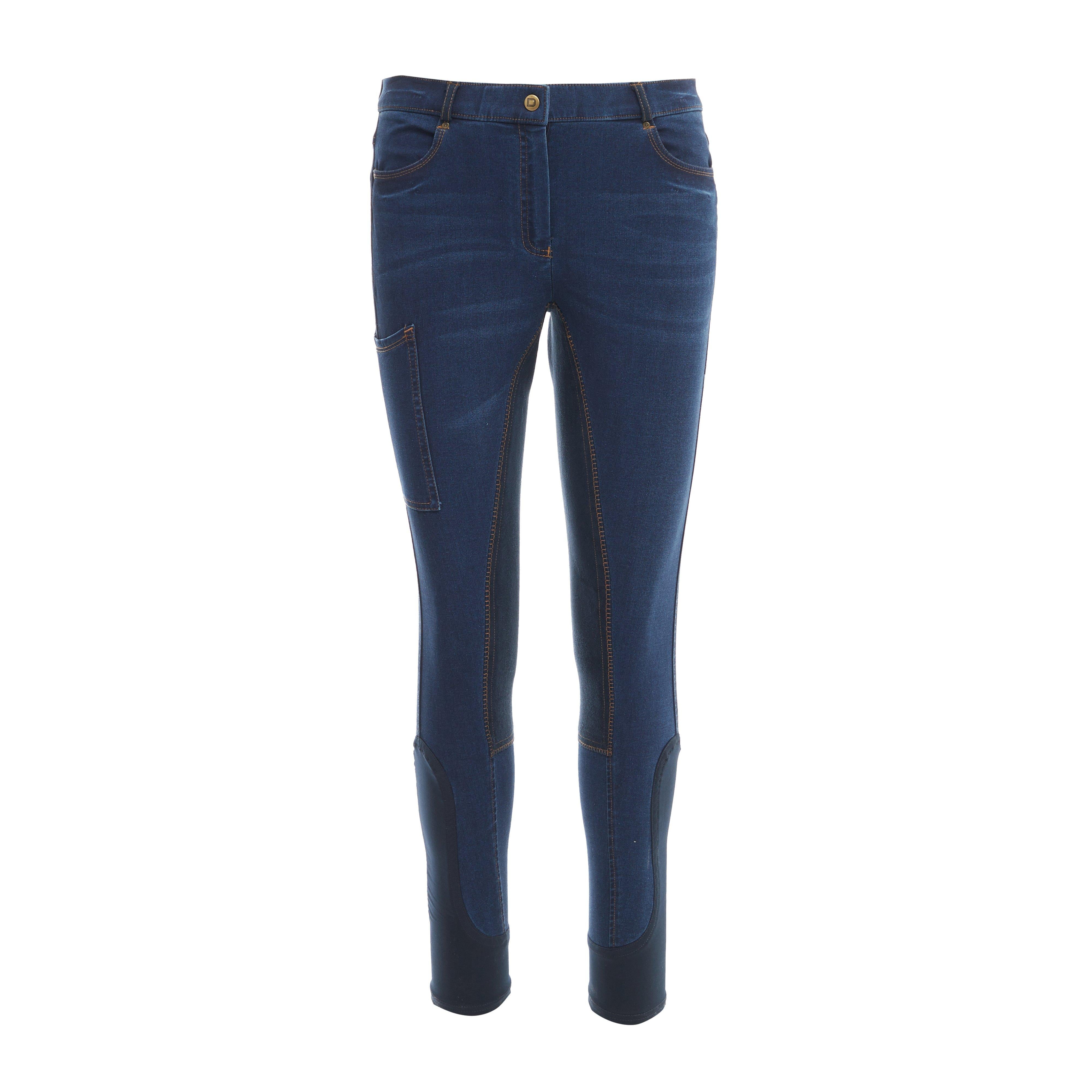 Womens Supa-Fit Zip Up Knee Patch Jodhpurs Navy