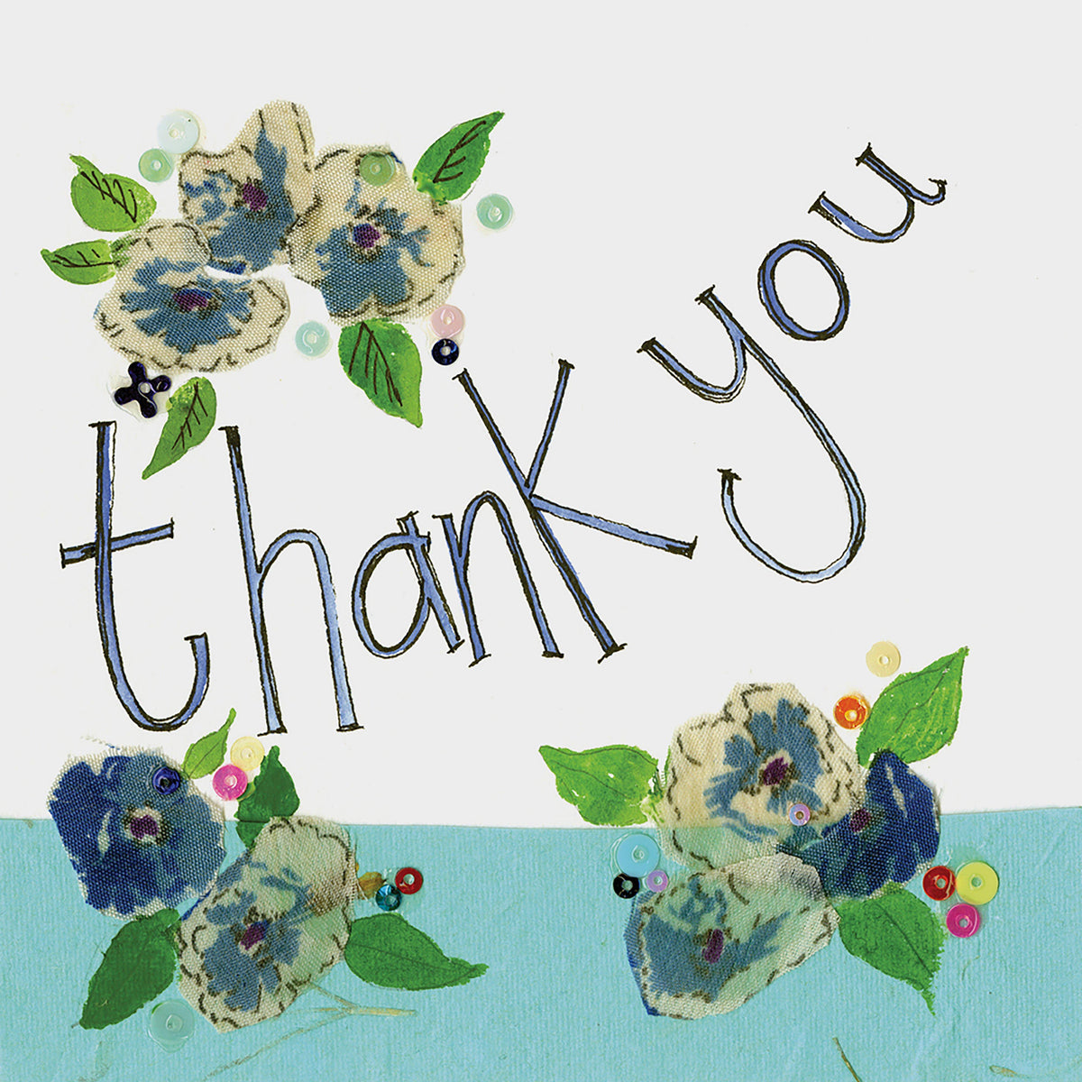 Little Sparkle Card Blue Flowers