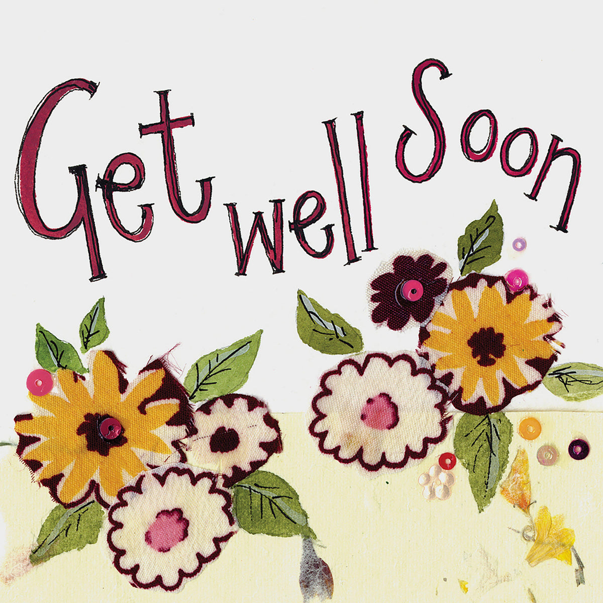 Little Sparkle Card Yellow Flower Get Well Soon