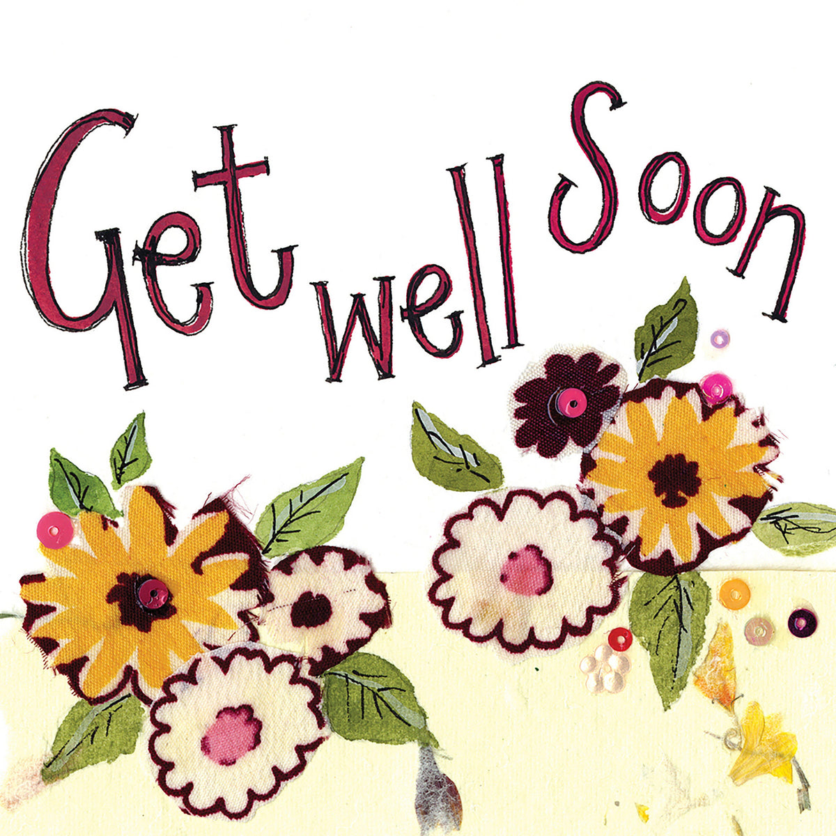 Little Sparkle Card Yellow Flower Get Well Soon