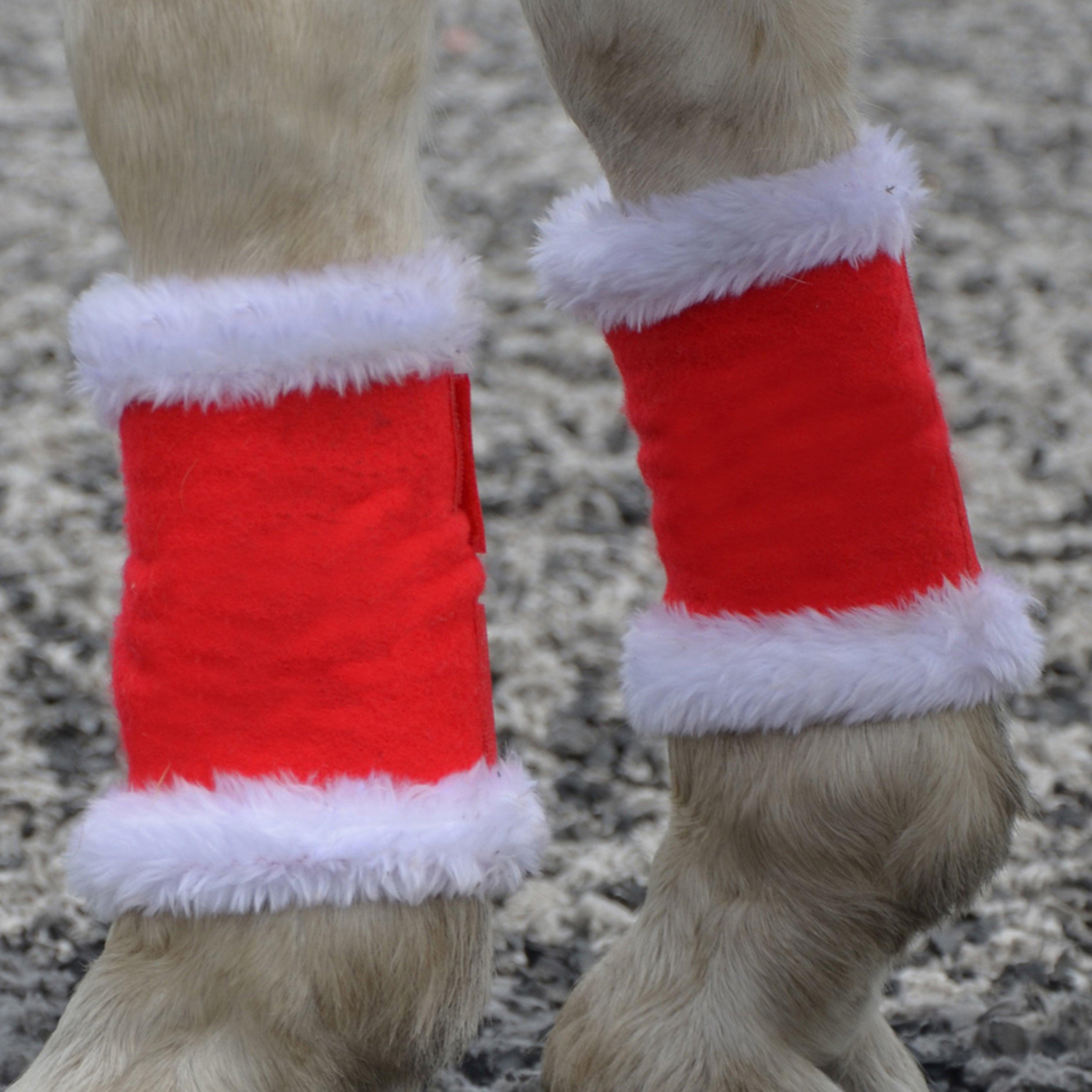 Christmas Santa Horse Leg Wraps Red