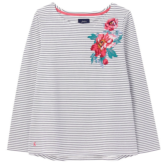 Womens Harbour Print Top French Navy Floral Placement Stripe