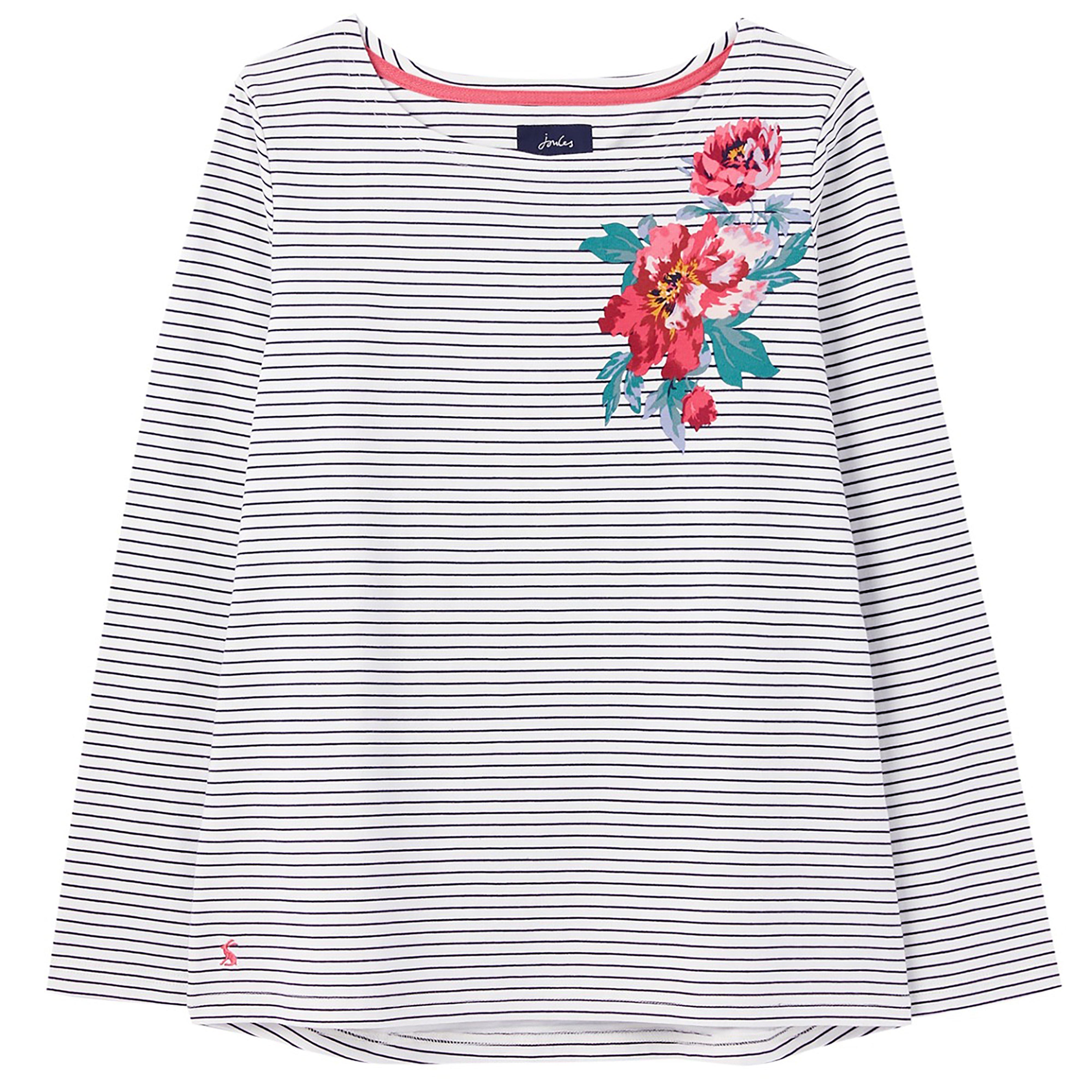 Womens Harbour Print Top French Navy Floral Placement Stripe