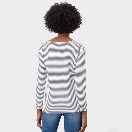 Womens Harbour Print Top French Navy Floral Placement Stripe