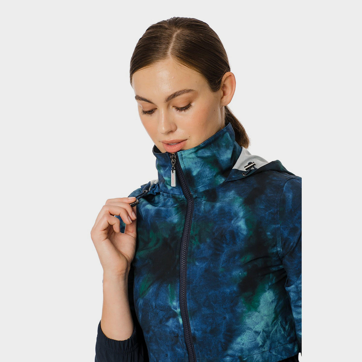 Womens Carrie Riding Jacket Green/Navy Tie Dyed