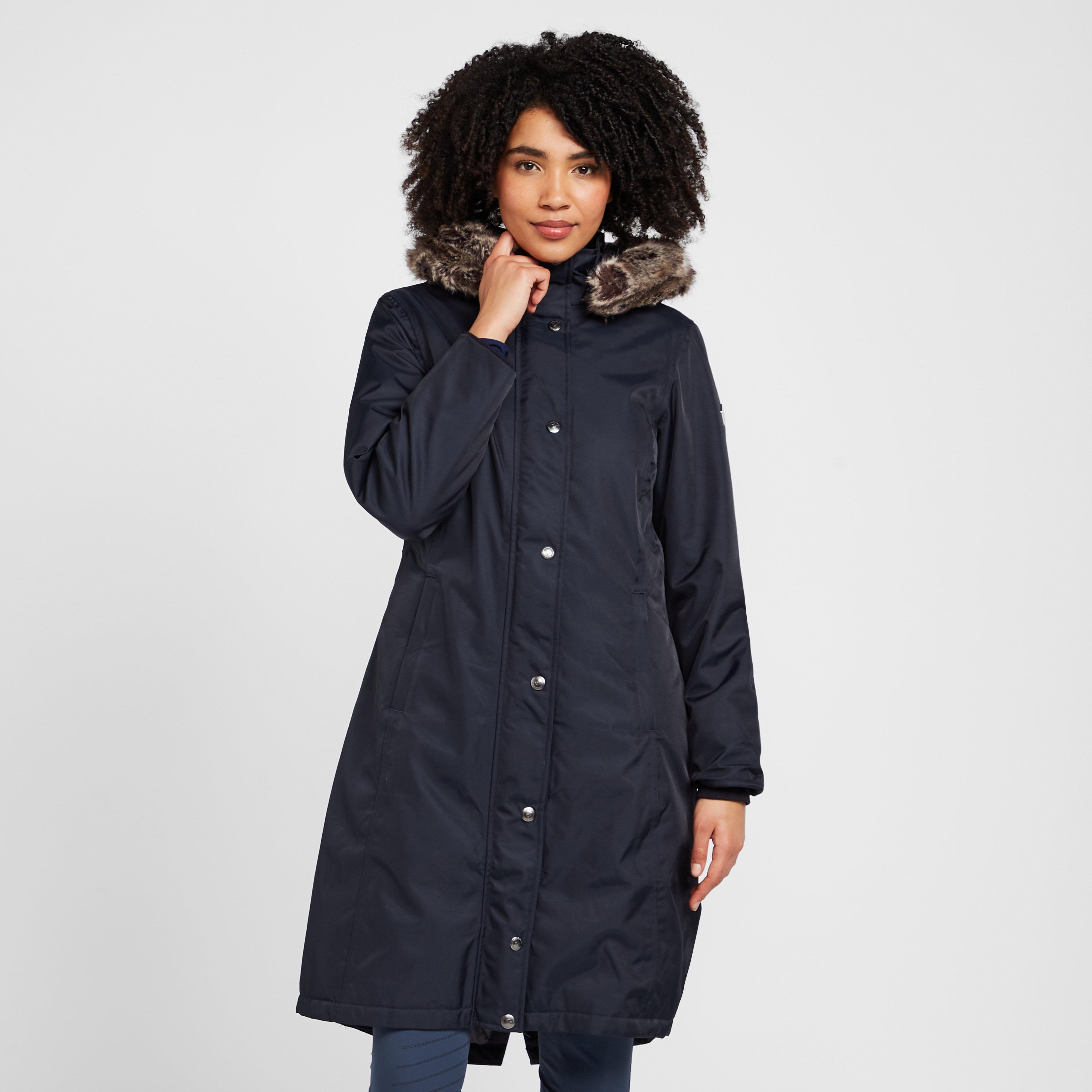Womens Long Waterproof Riding Coat Navy