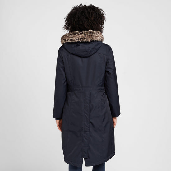 Womens Long Waterproof Riding Coat Navy