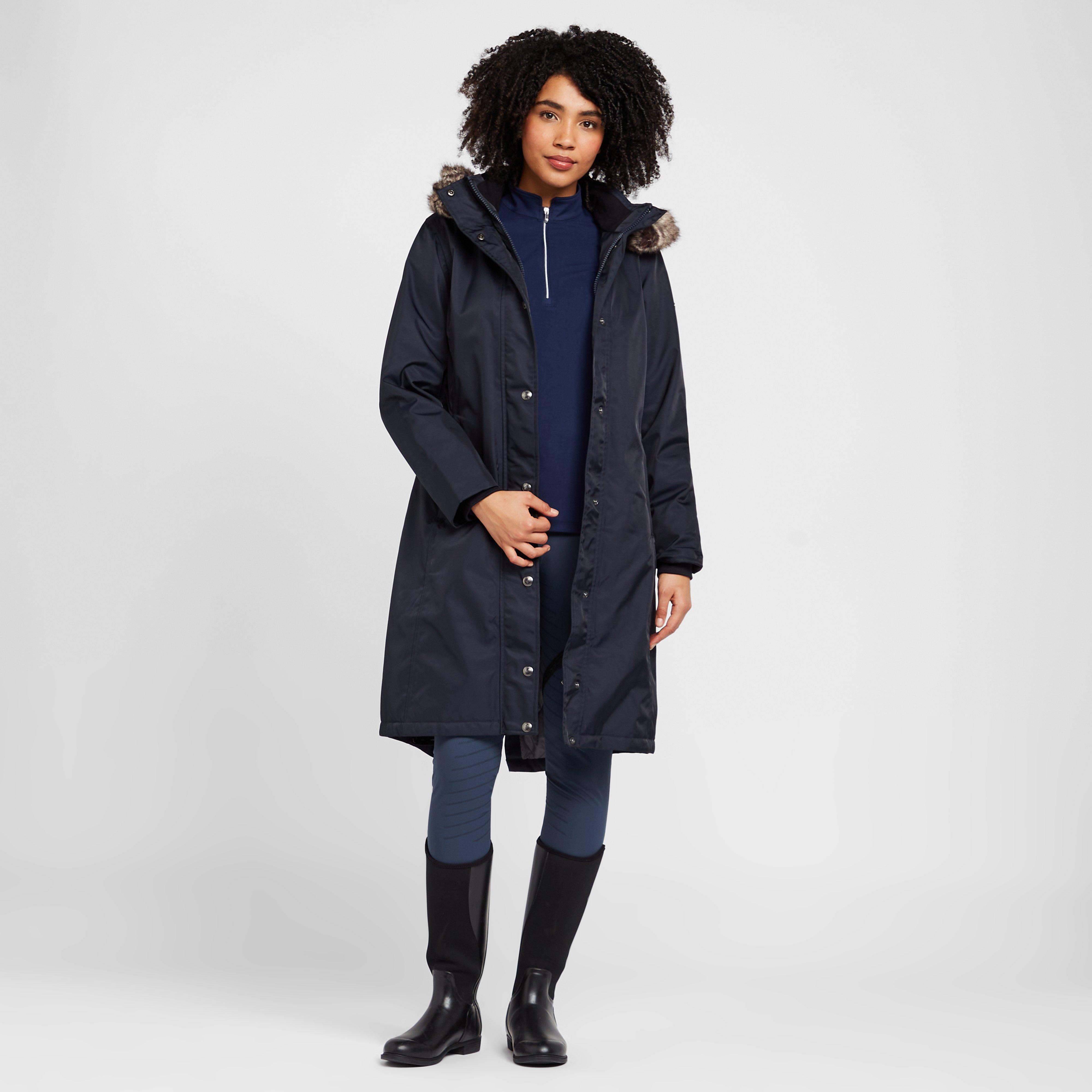 Womens Long Waterproof Riding Coat Navy