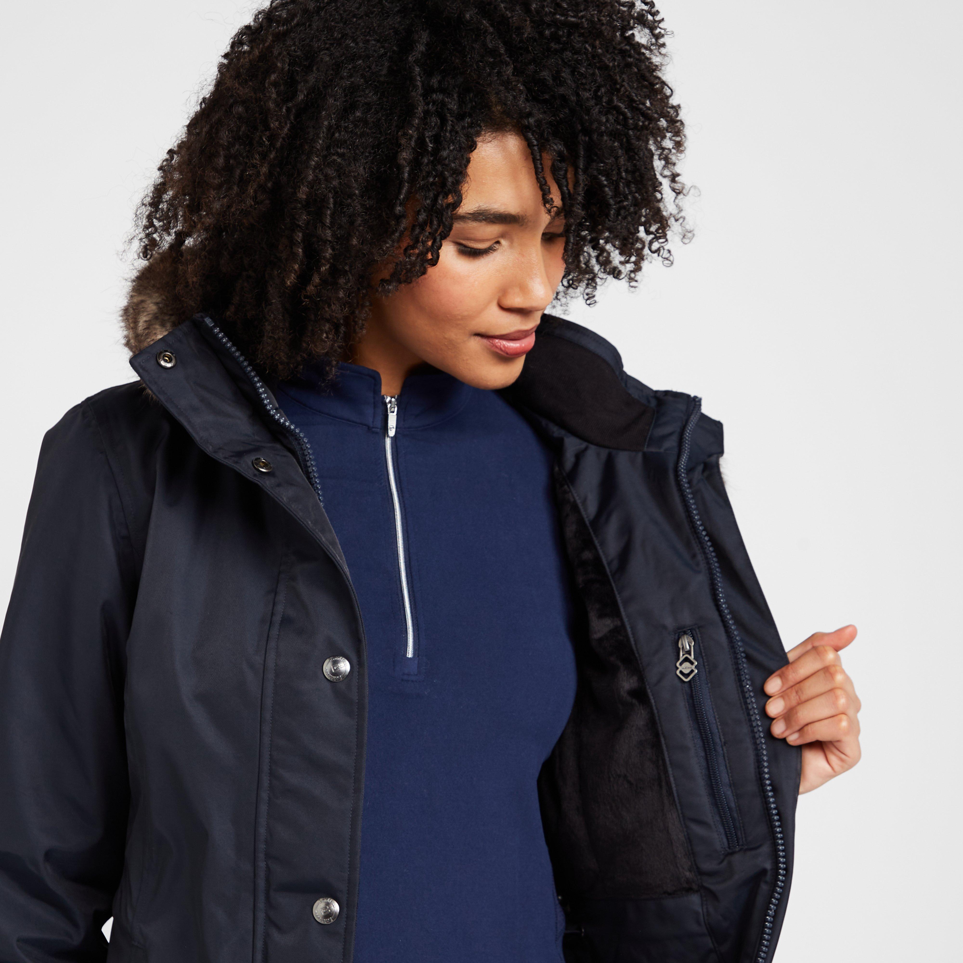 Womens Long Waterproof Riding Coat Navy