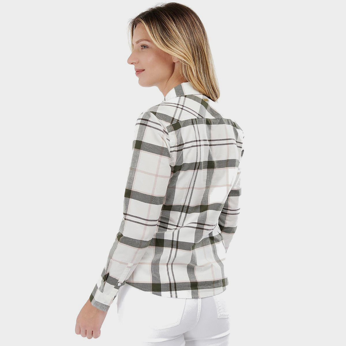 Womens Alena Shirt Olive Pink Check