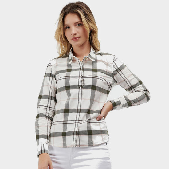 Womens Alena Shirt Olive Pink Check
