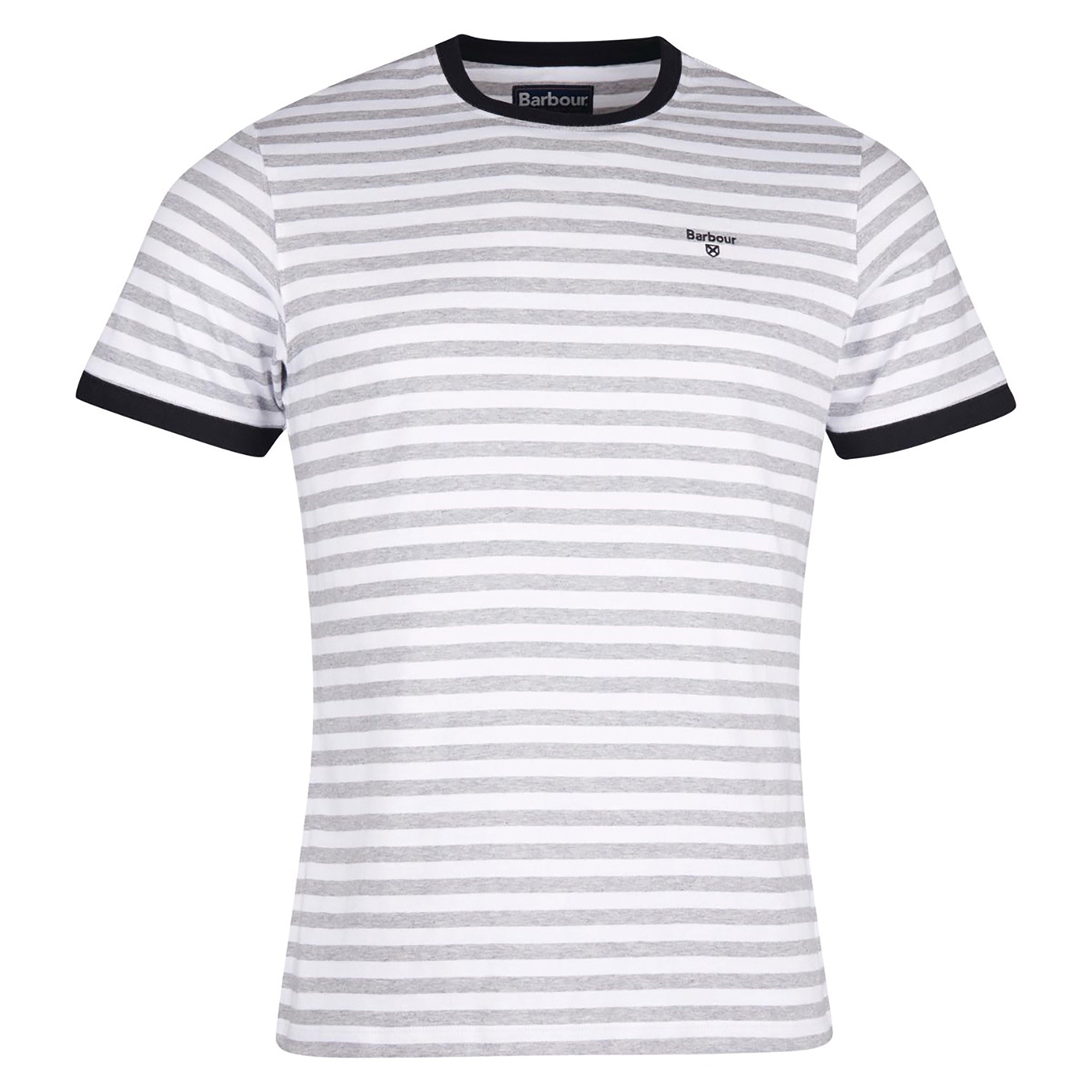 Mens Quay Stripe T-Shirt Grey Marl