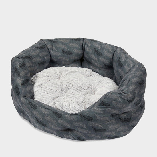 Feather Oval Dog Bed Grey