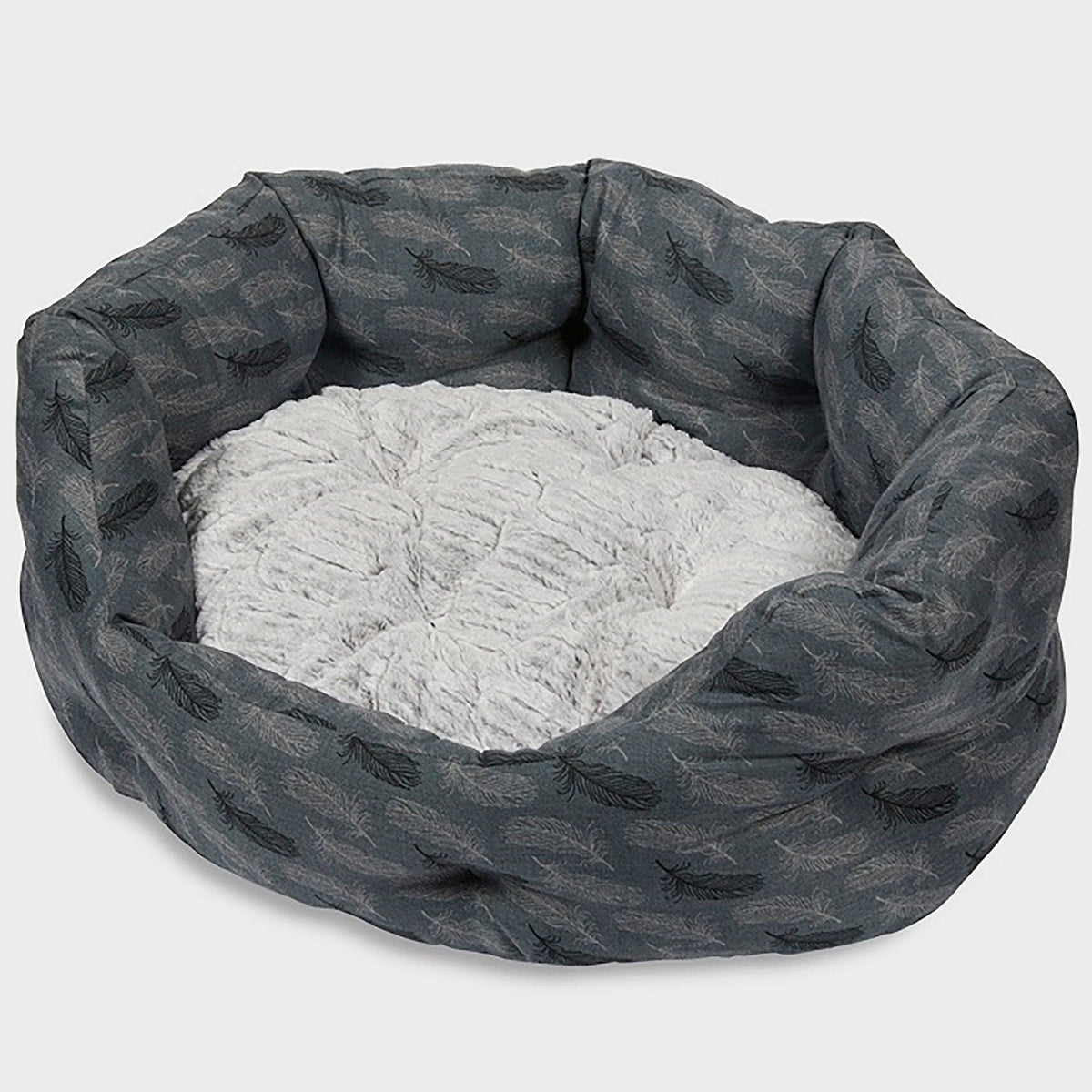 Feather Oval Dog Bed Grey