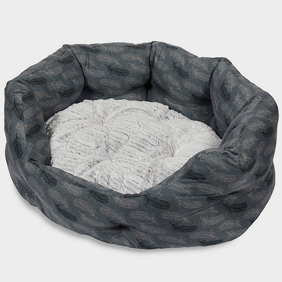 Feather Oval Dog Bed Grey