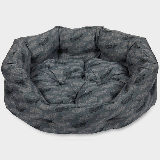 Feather Oval Dog Bed Grey