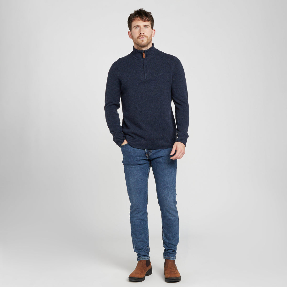 Mens Lothian 1/4 Zip Pullover Indigo