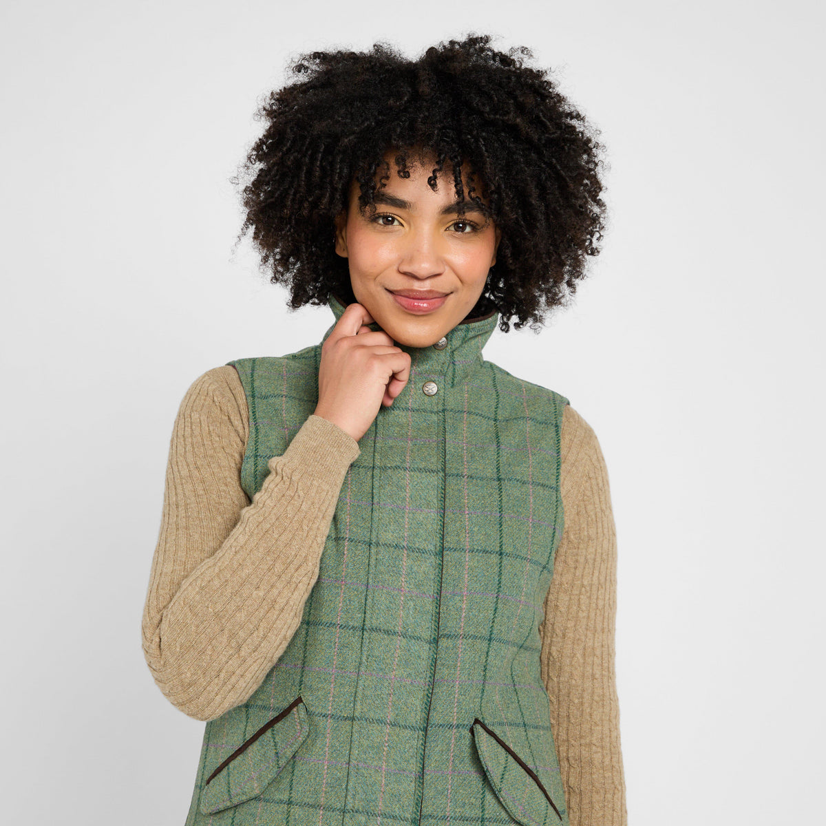 Womens Roslin Technical Tweed Waistcoat Spring Bracken