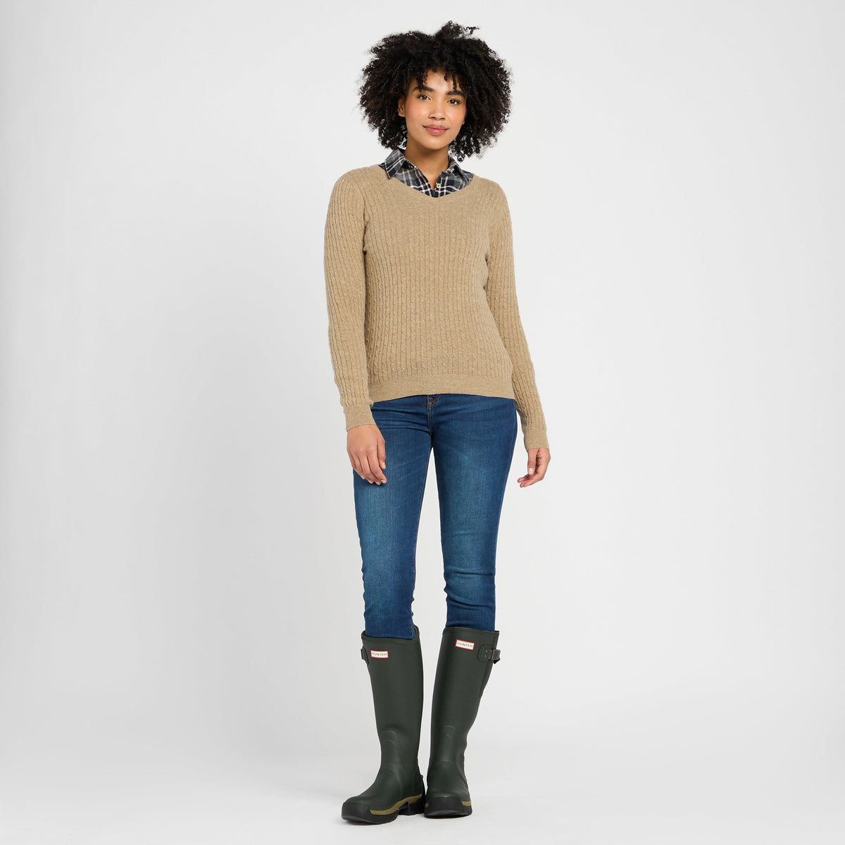 Womens Lauder Cable Pullover Camel