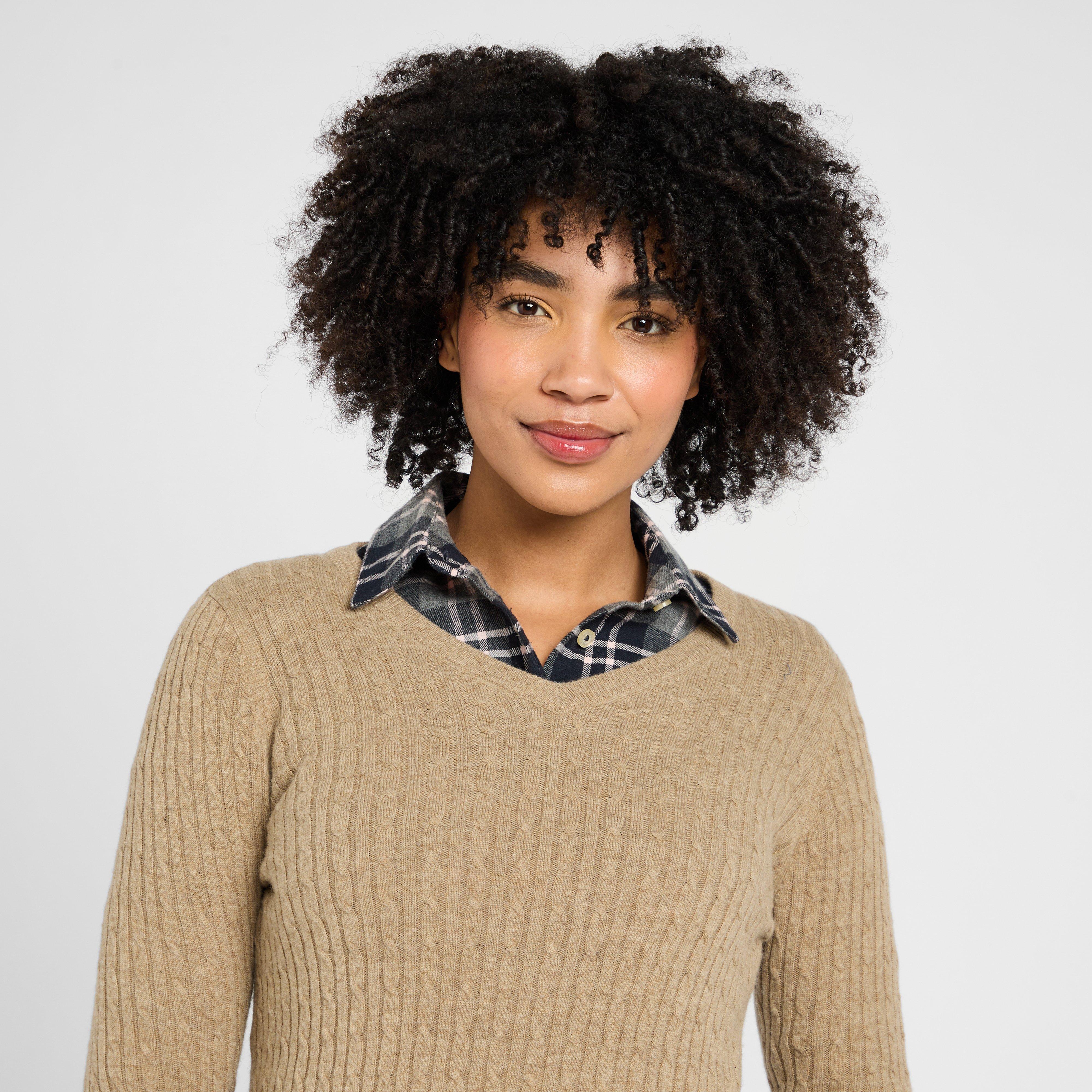 Womens Lauder Cable Pullover Camel