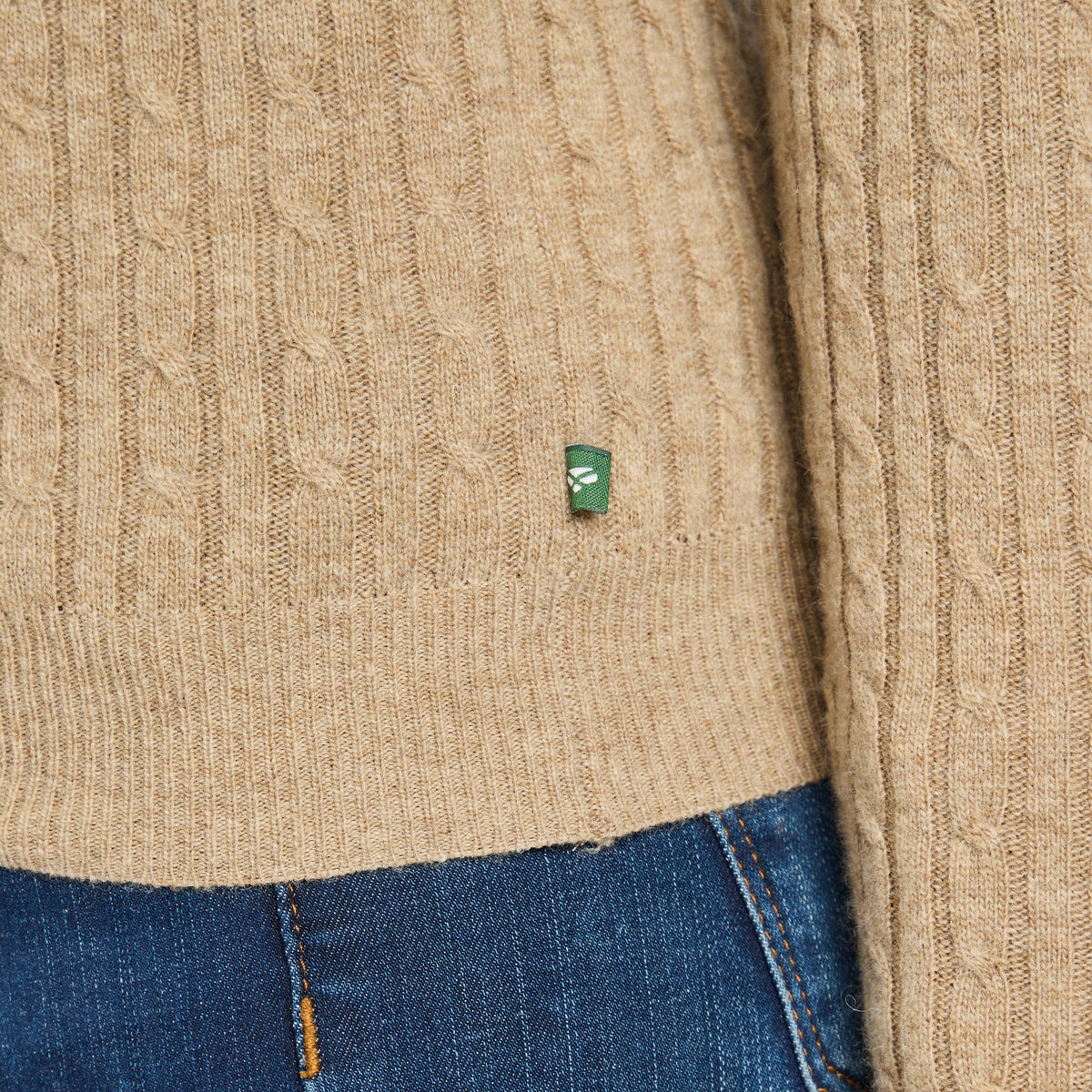 Womens Lauder Cable Pullover Camel