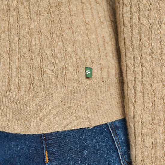 Womens Lauder Cable Pullover Camel