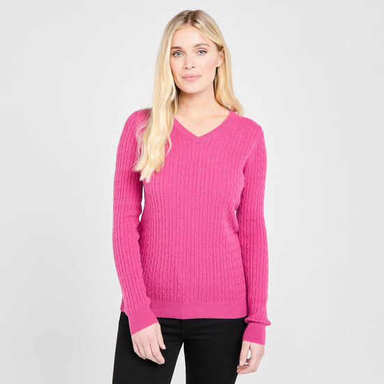 Womens Lauder Cable Pullover Cerise
