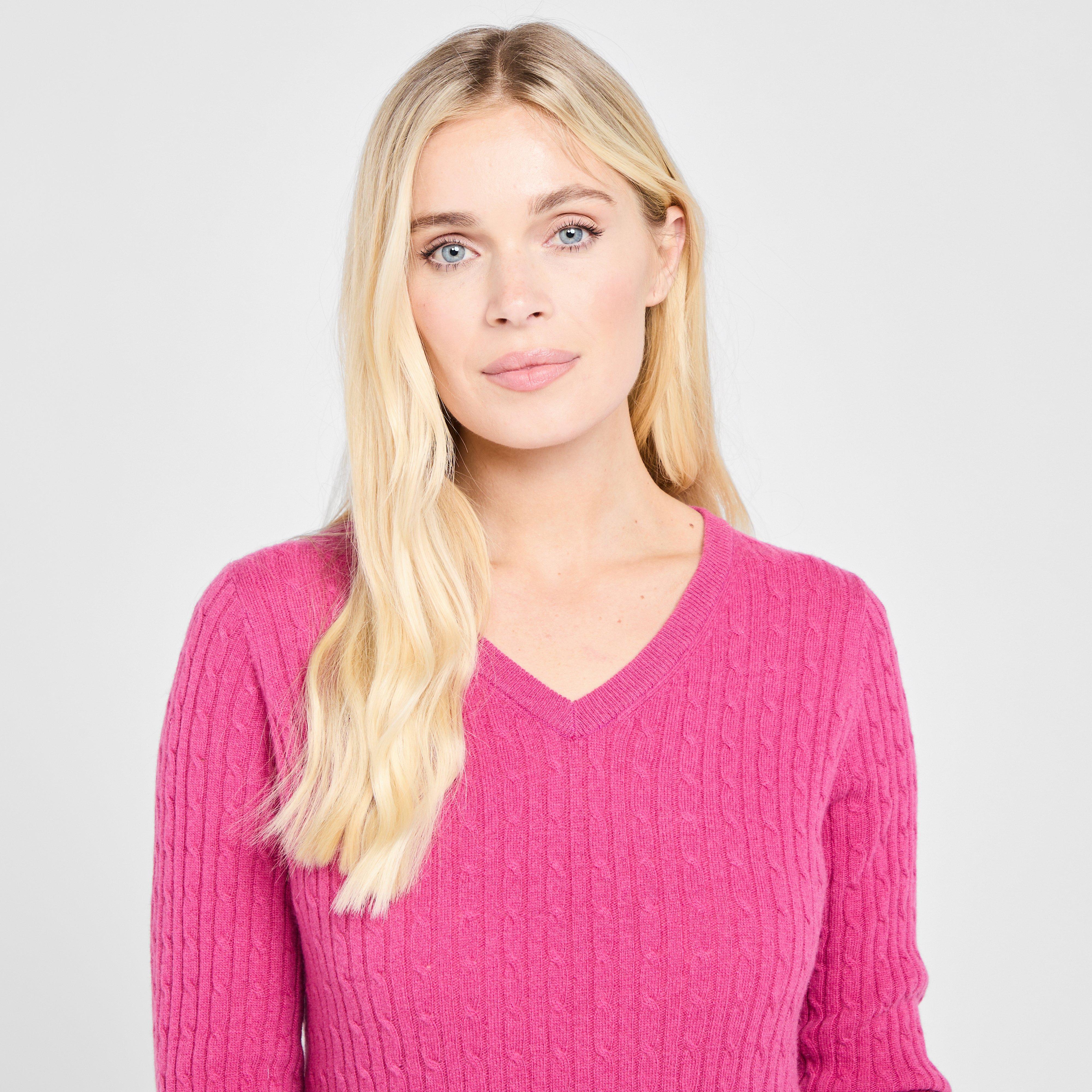 Womens Lauder Cable Pullover Cerise