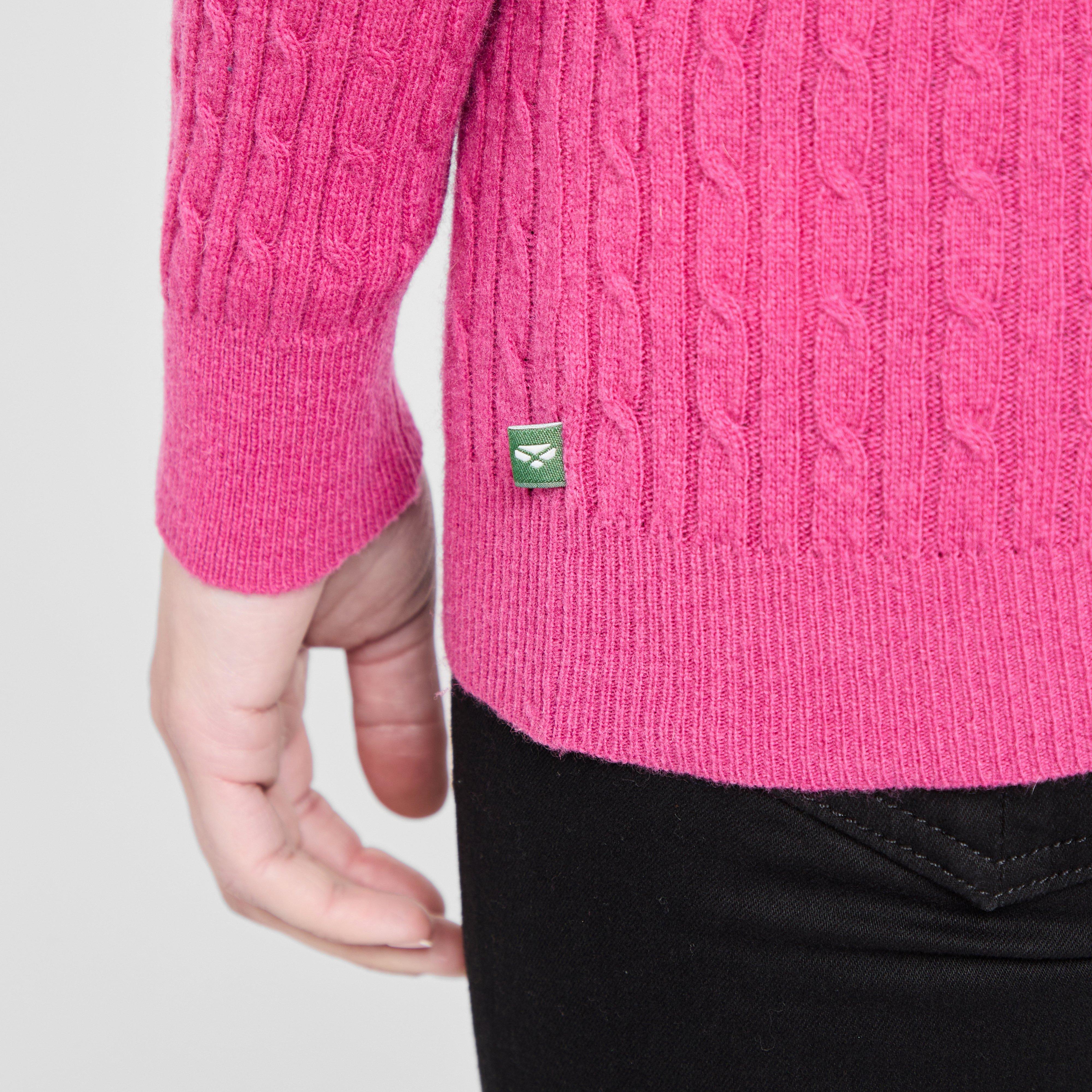 Womens Lauder Cable Pullover Cerise