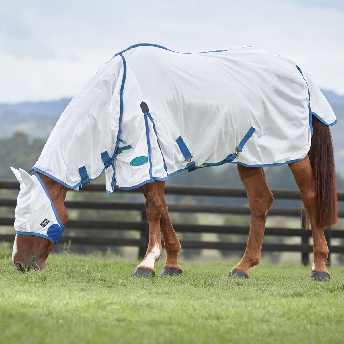 ComFiTec Essential Mesh II Combo Neck Fly Rug White/Delft Blue/Mint