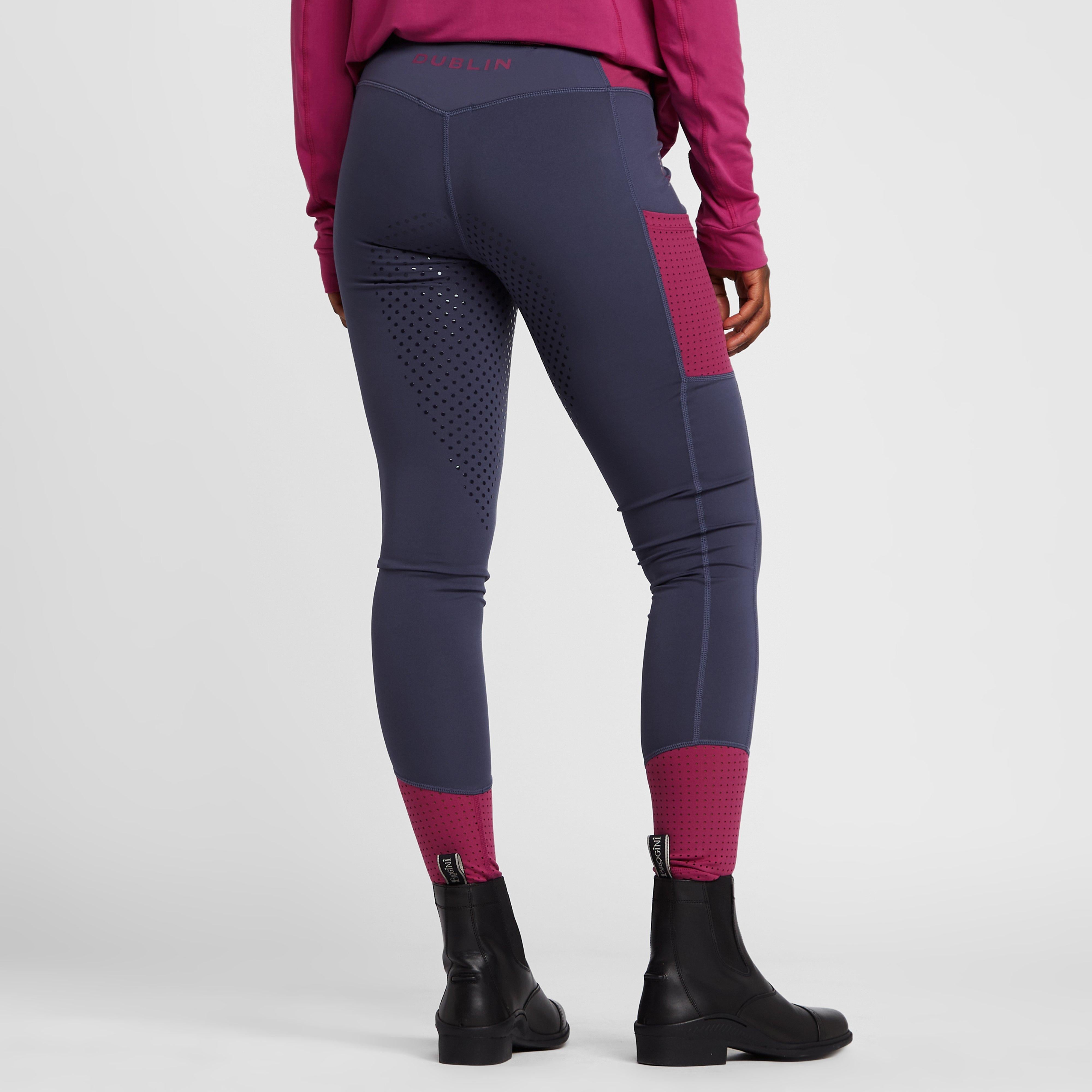 Womens Power Tech Colour Block Full Grip Training Tights Red Violet