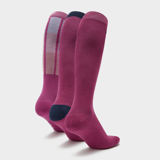 3 Pack Socks Red Violet Horse Face