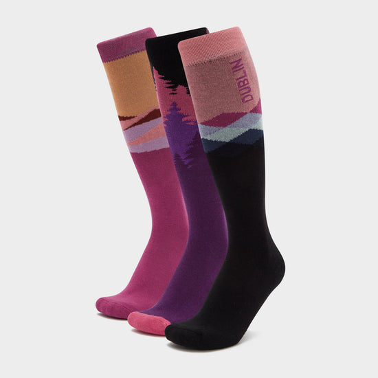 3 Pack Socks Red Violet Sunset