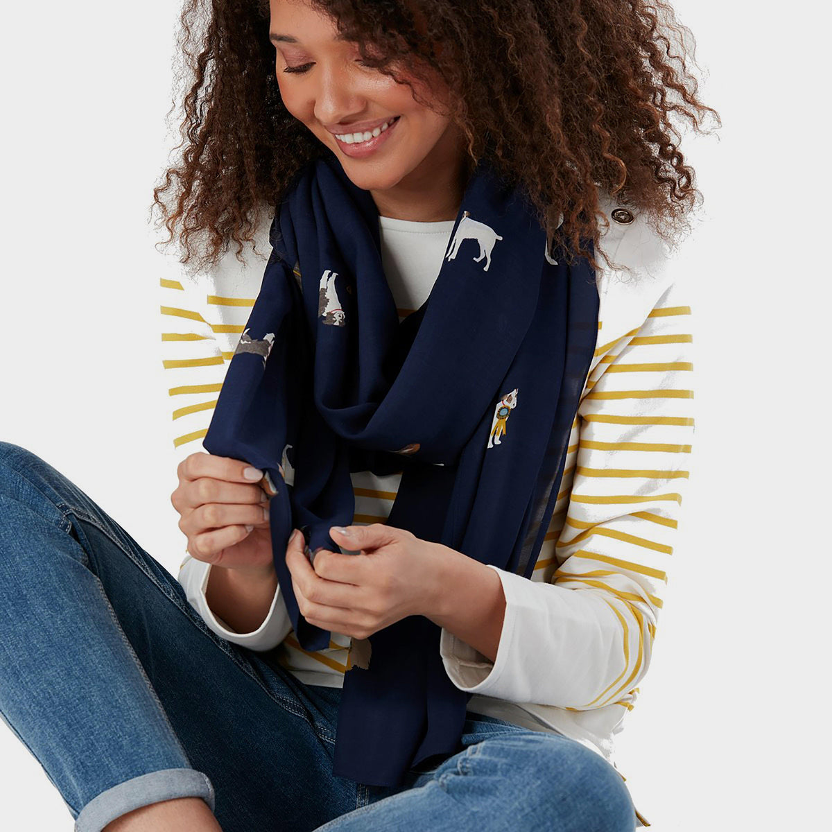 Women's Conway Scarf Navy Dogs